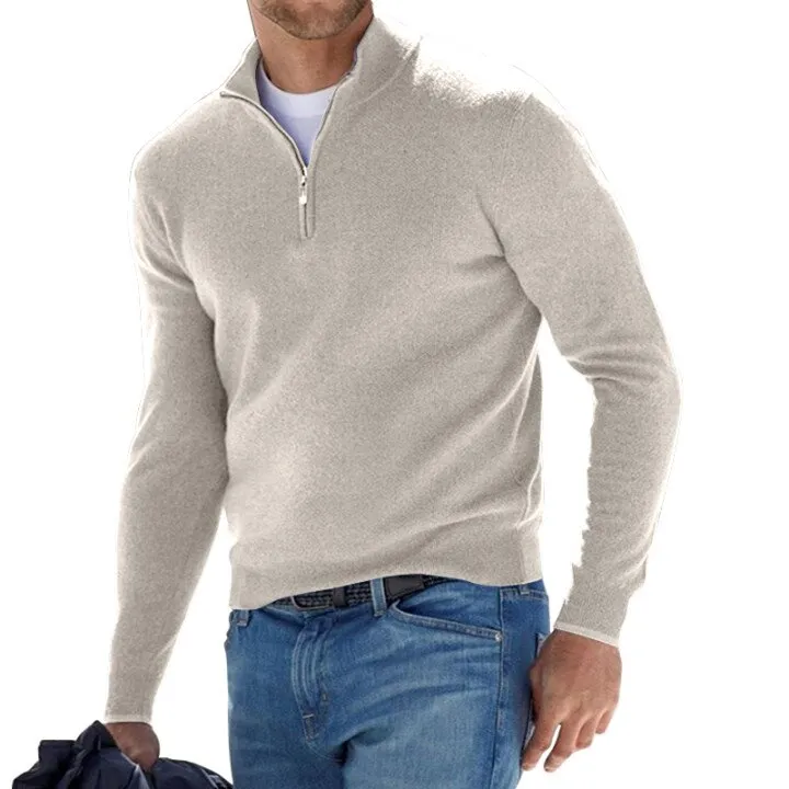 Men's Cashmere Zipper Basic Sweater