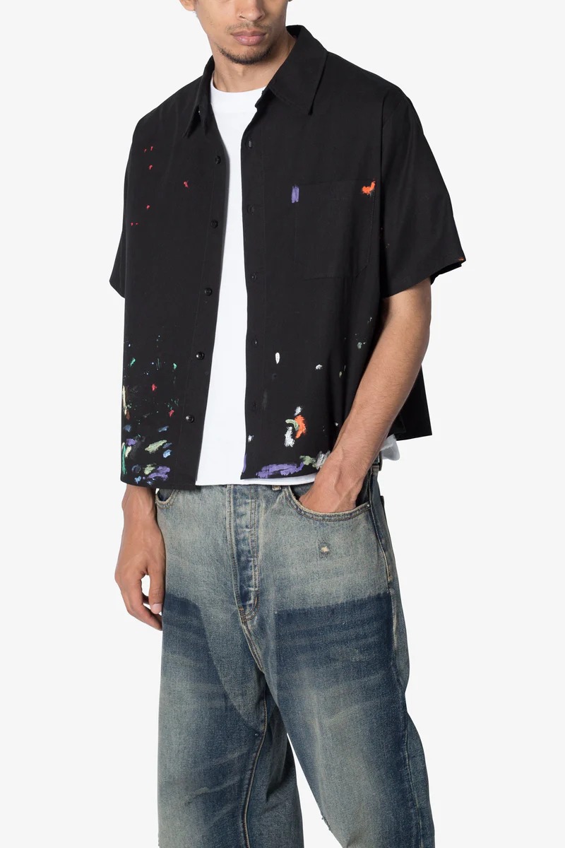 POPLIN PAINTER S/S BLACK SHIRT