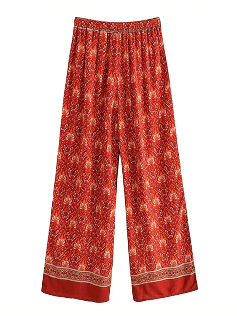 Fashion printed wide leg pants