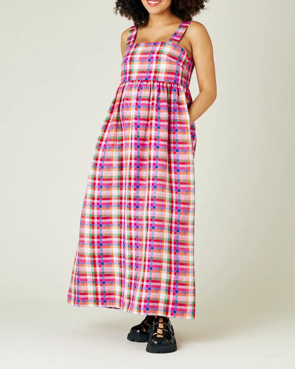 SONNY CHECK LINEN DRESS