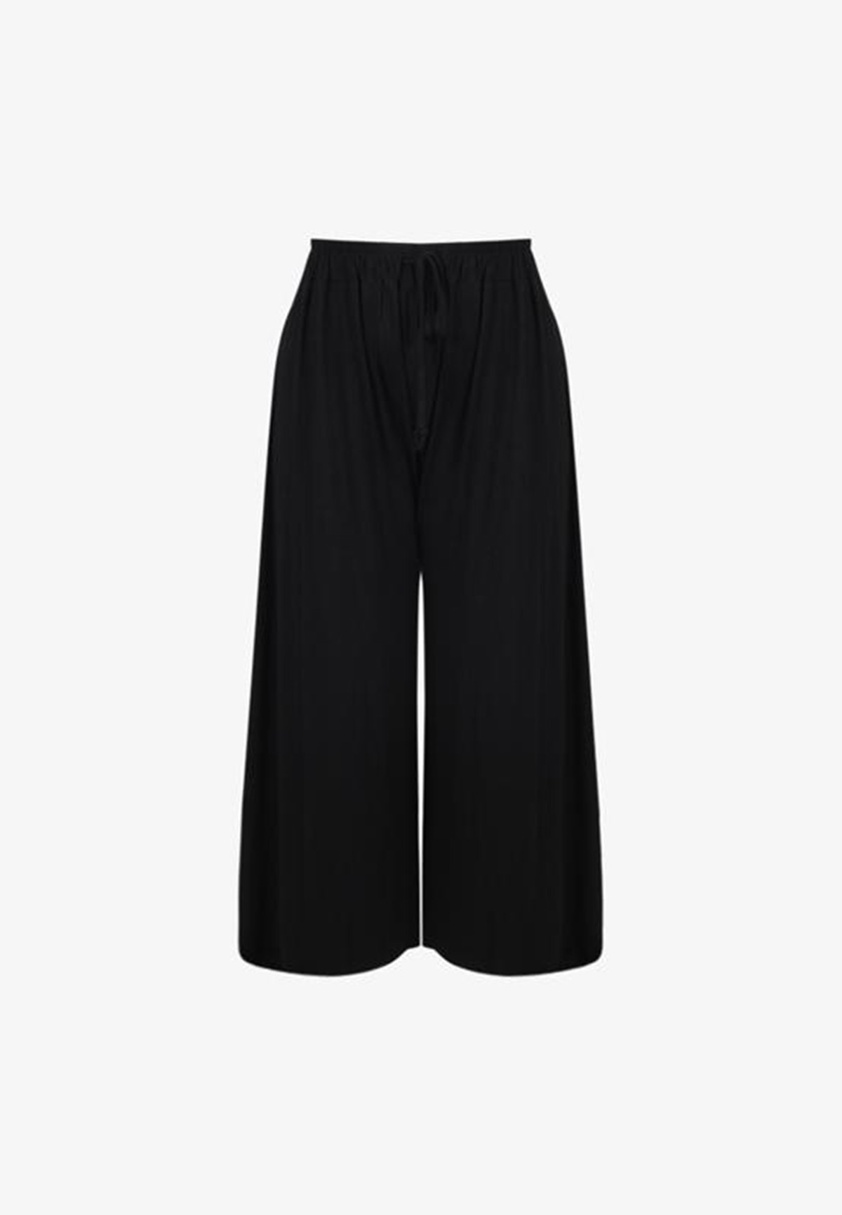 Large size wide-leg pants with elastic waistband