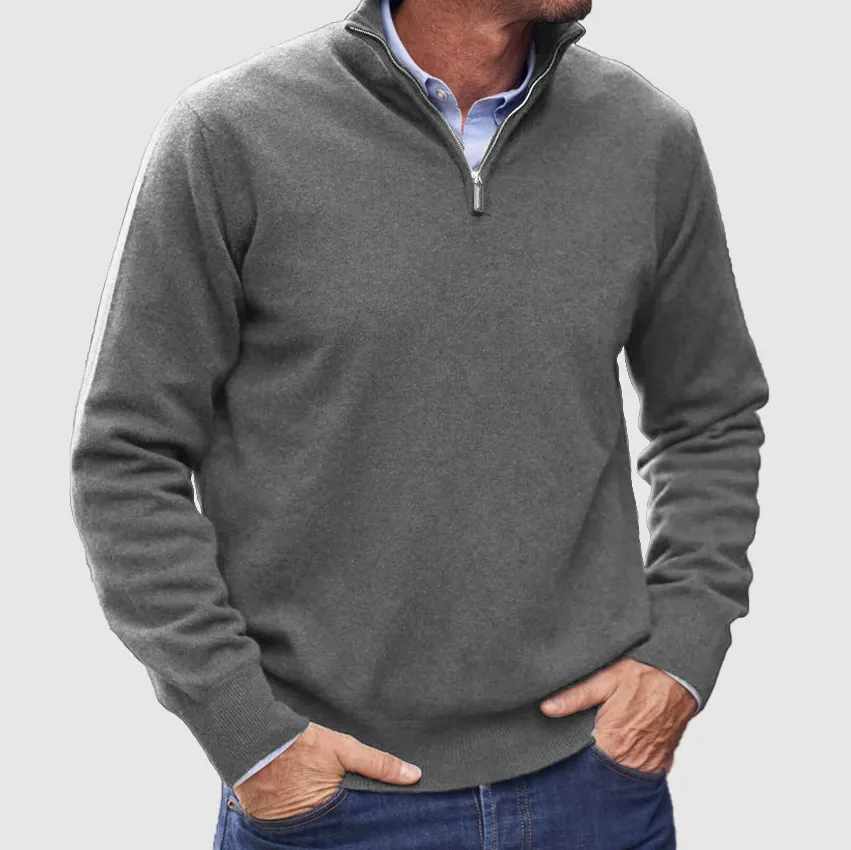 Men's Cashmere Zipper Basic Sweater