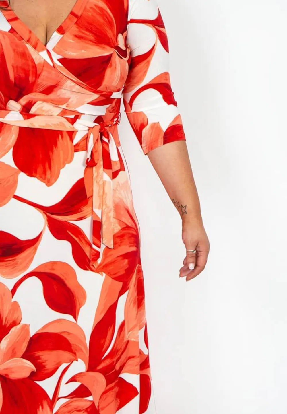 Red and Orange Floral Maxi Dress