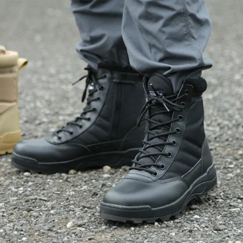 Men Waterproof Steel Toe Work Boots Non-Slip Hiking Boots Tactical Boots