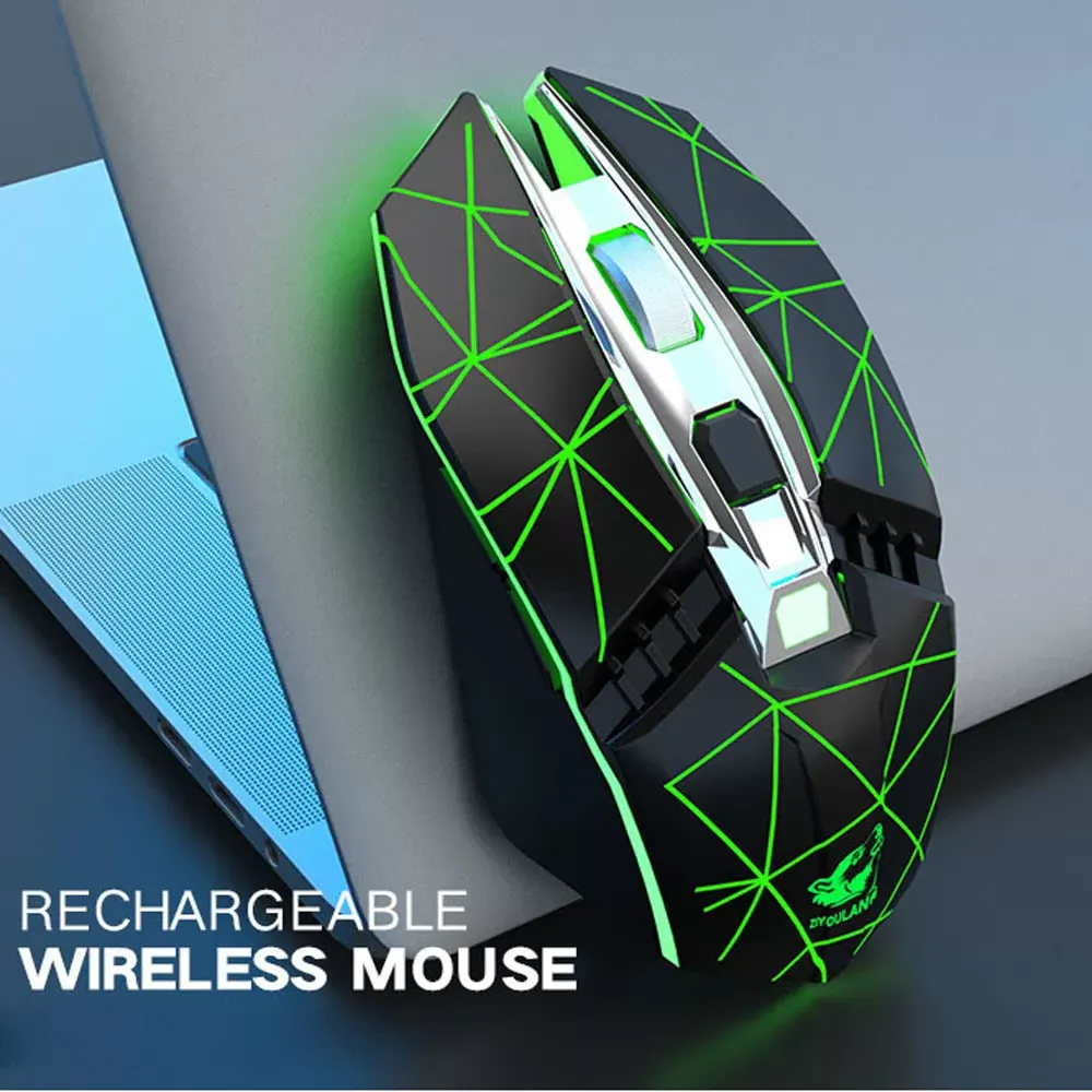 Rechargeable X5 Wireless Silent LED Backlit USB Optical Ergonomic Gaming Mouse Computer Table Ergonomic Silent For PC Laptop