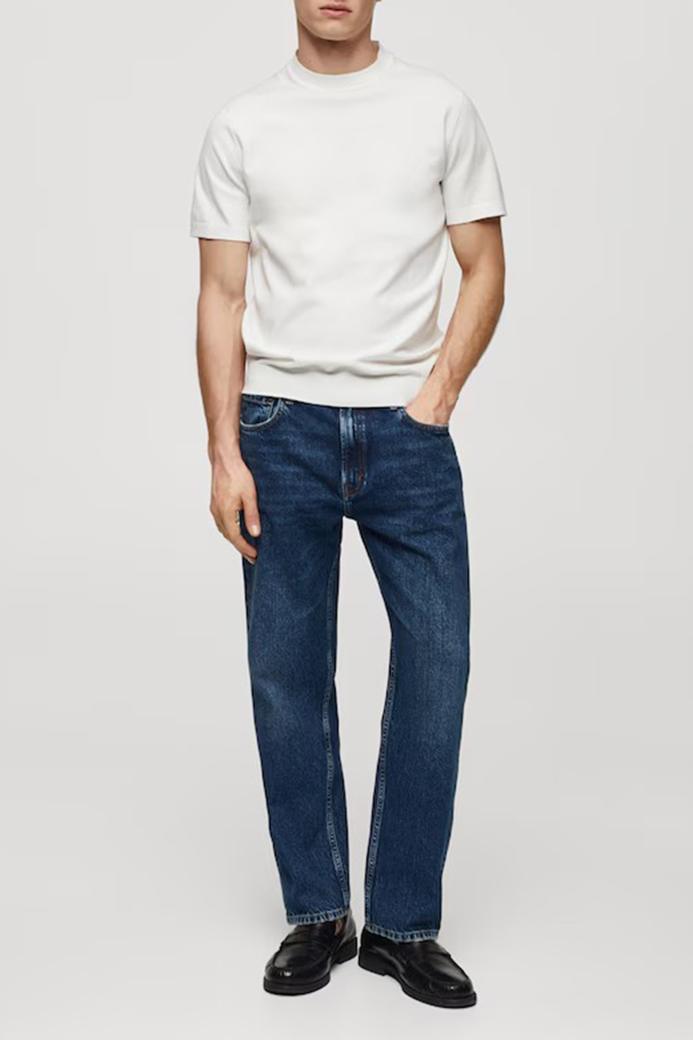 Regular-fit medium-wash jeans