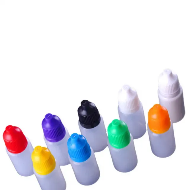 100Pcs/Lot 5ml Eyes Drop Refillable Bottle Empty Plastic Squeezable Dropper Bottles Eye Liquid Dropper Sample Colorful Cap