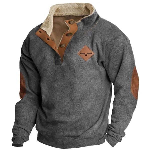 Cowboy Aztec Men's Lapel Sweatshirt