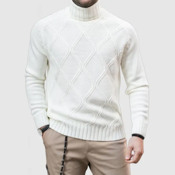 Men's Casual Turtle Neck Knitted Long Sleeve Sweater