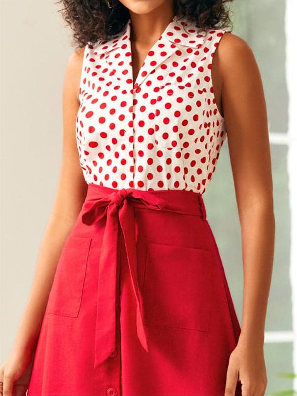 Polka Dots Printed Casual Tops