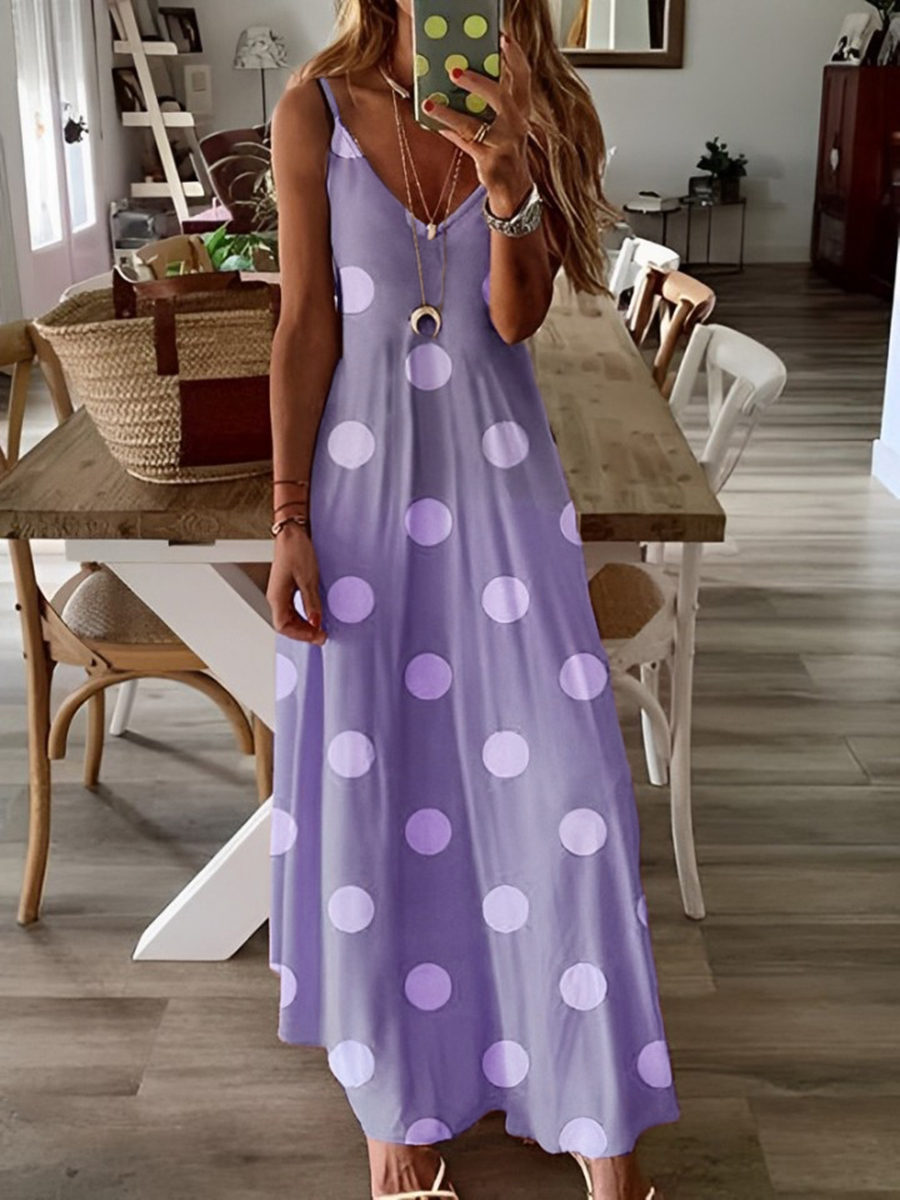 Bohemian polka dot lace up long skirt