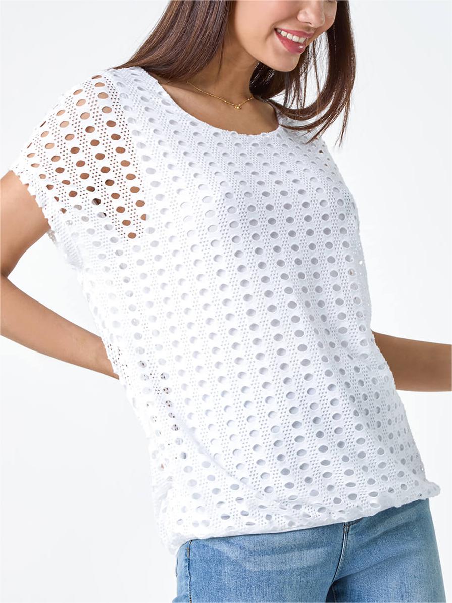 Ivory Cut Out Detail Stretch Top