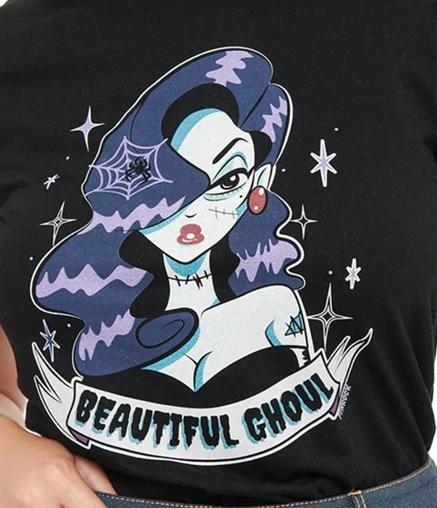 1950s Black Beautiful Ghoul Fitted Graphic Tee