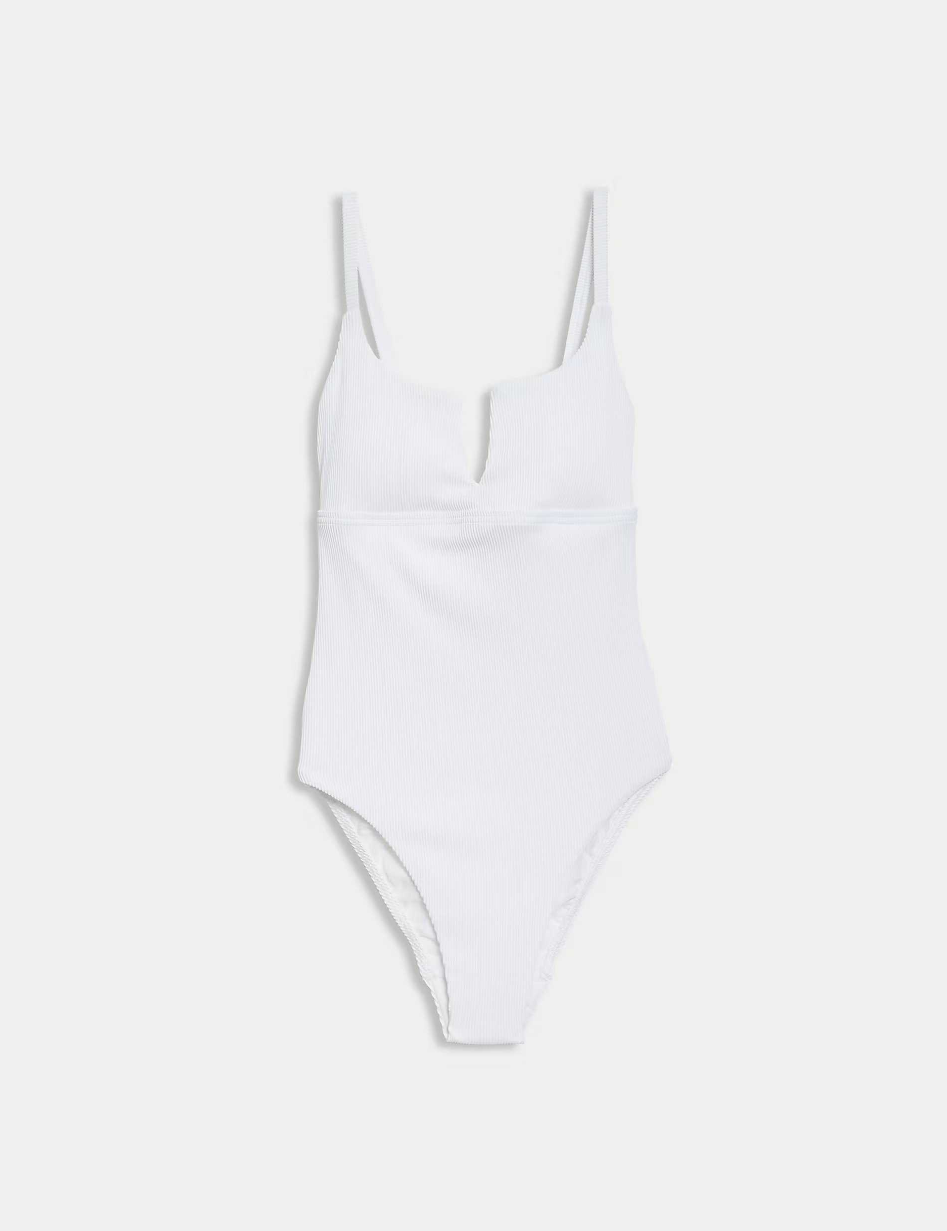 Tummy Control Ribbed Padded V-Neck Swimsuit