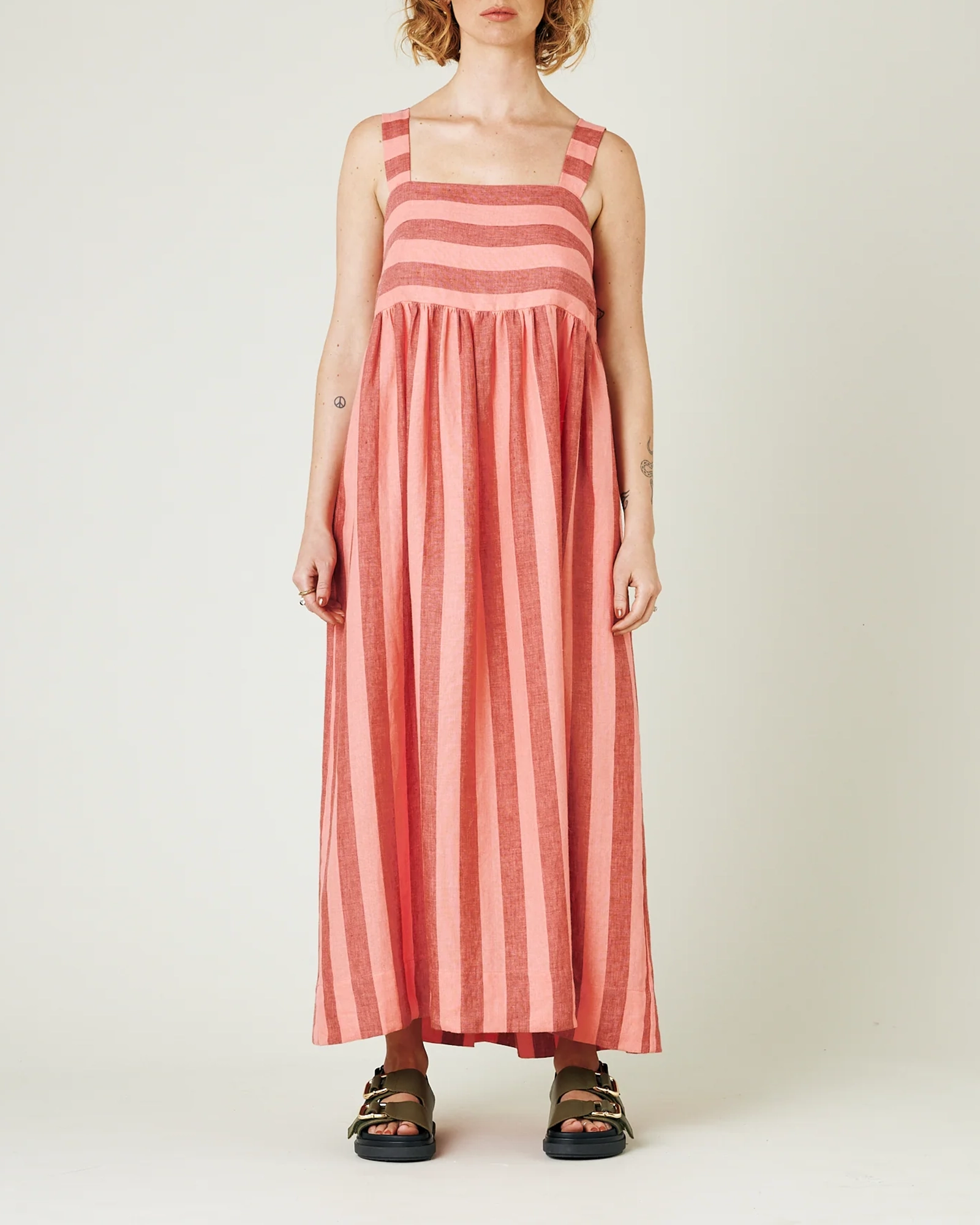 BLUSH STRIPE LINEN DRESS