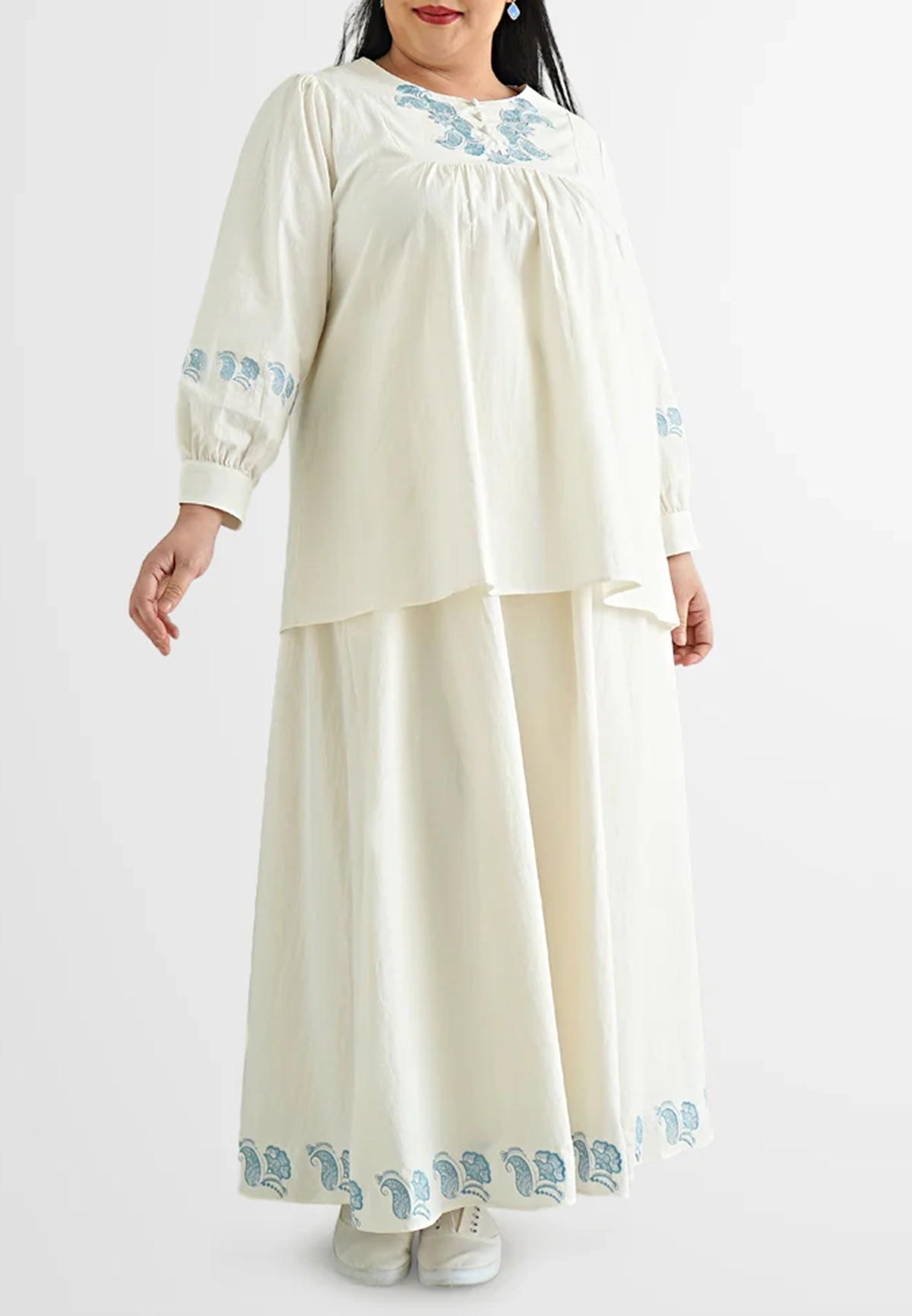 A-line Embroidery Long Skirt