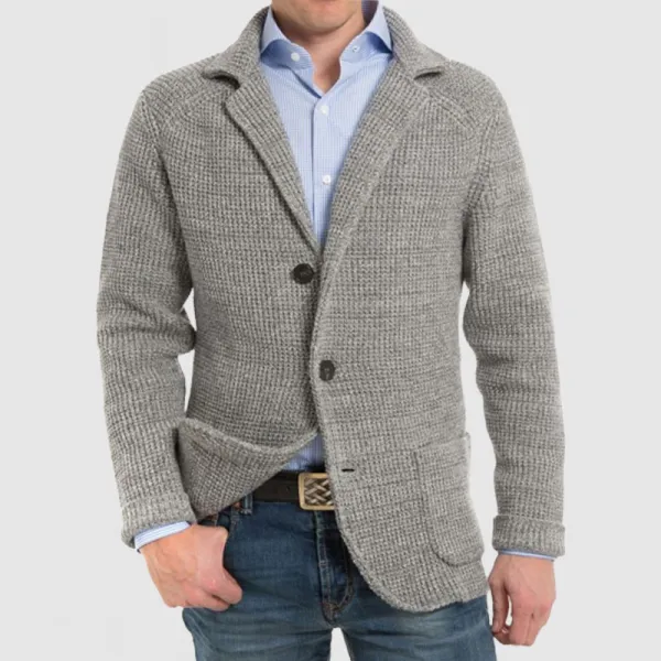 🔥Mid Year Sale 60% OFF🔥 - Men's Elegant Lapel Pocket Long Sleeve Knit Jacket