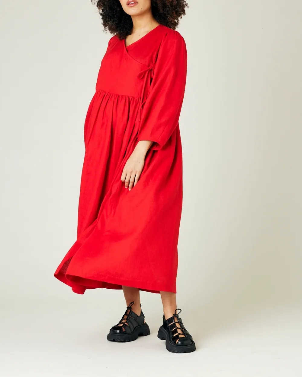 RED LINEN DRESS