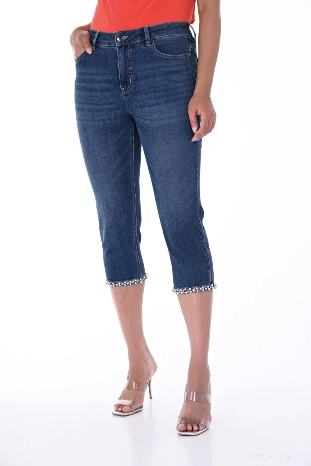 Pant Woven Bow Back Denim Dark Blue