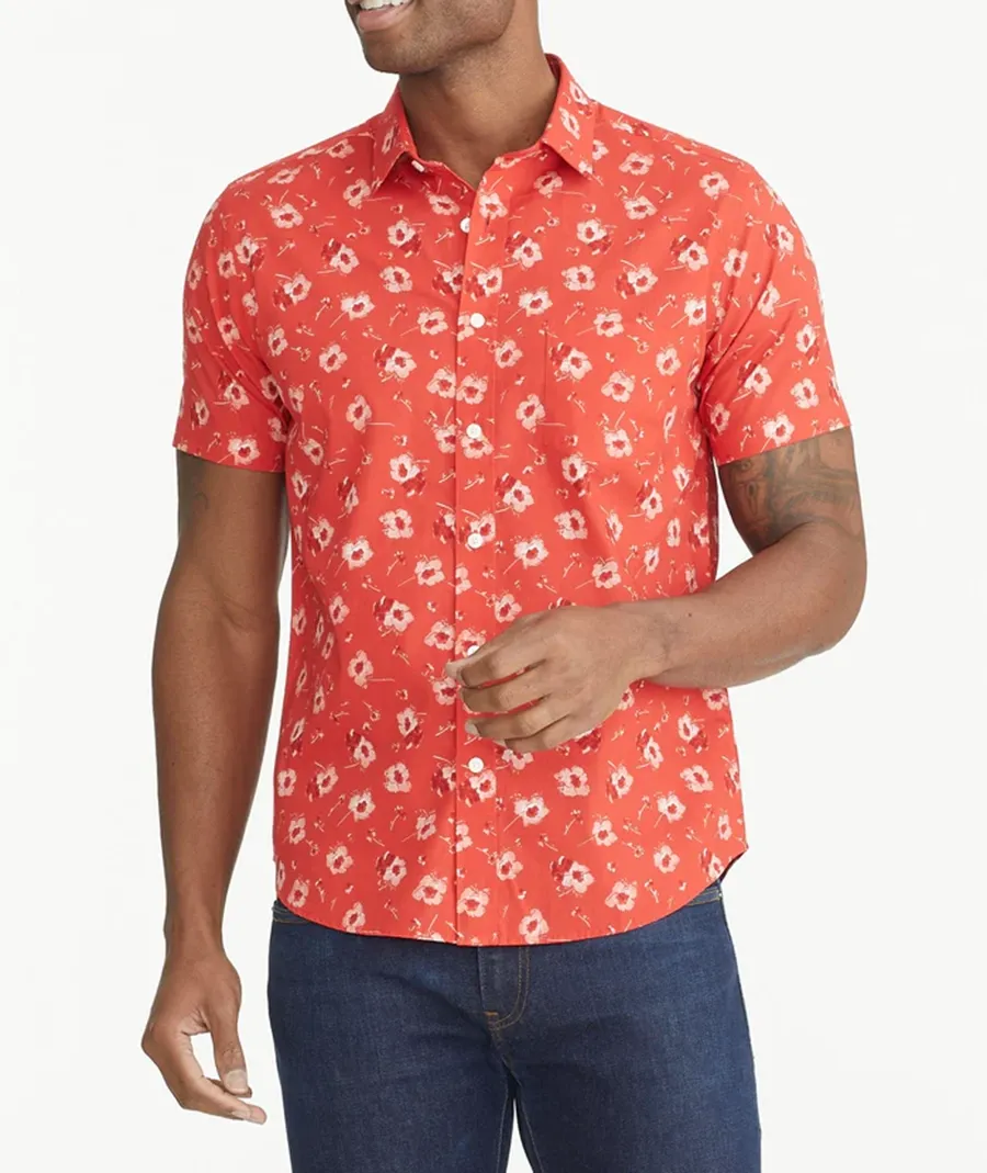 Men's Red Printed Graphic Shirt