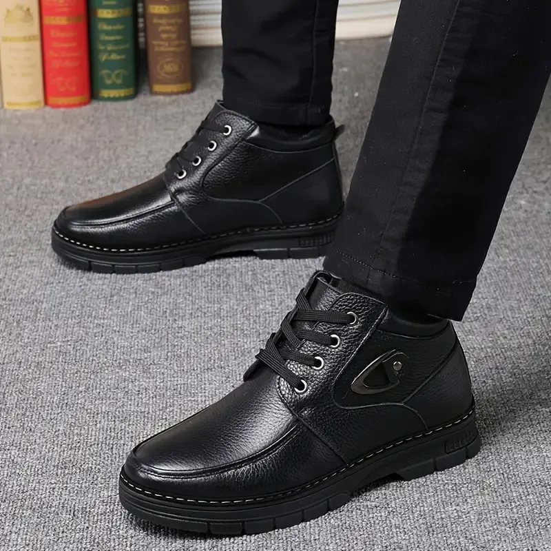 🔥On This Week Sale 70% OFF🔥 Men's Leather Thermal Winter Shoes Boots Lace-ups, Casual Walking Shoes