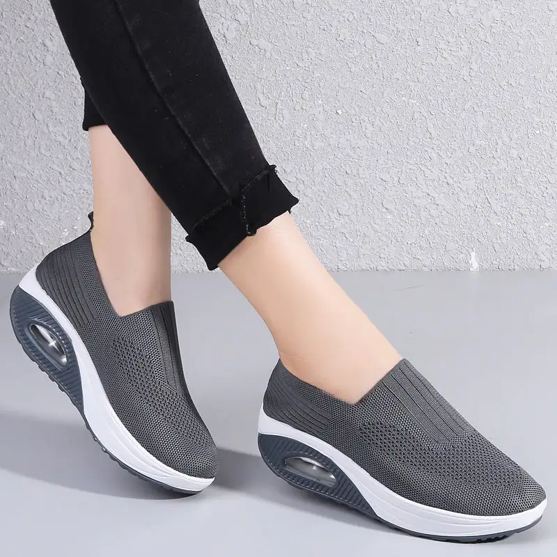 Cilool Casual Shoes Breathable Ladies Platform Sock Sneakers