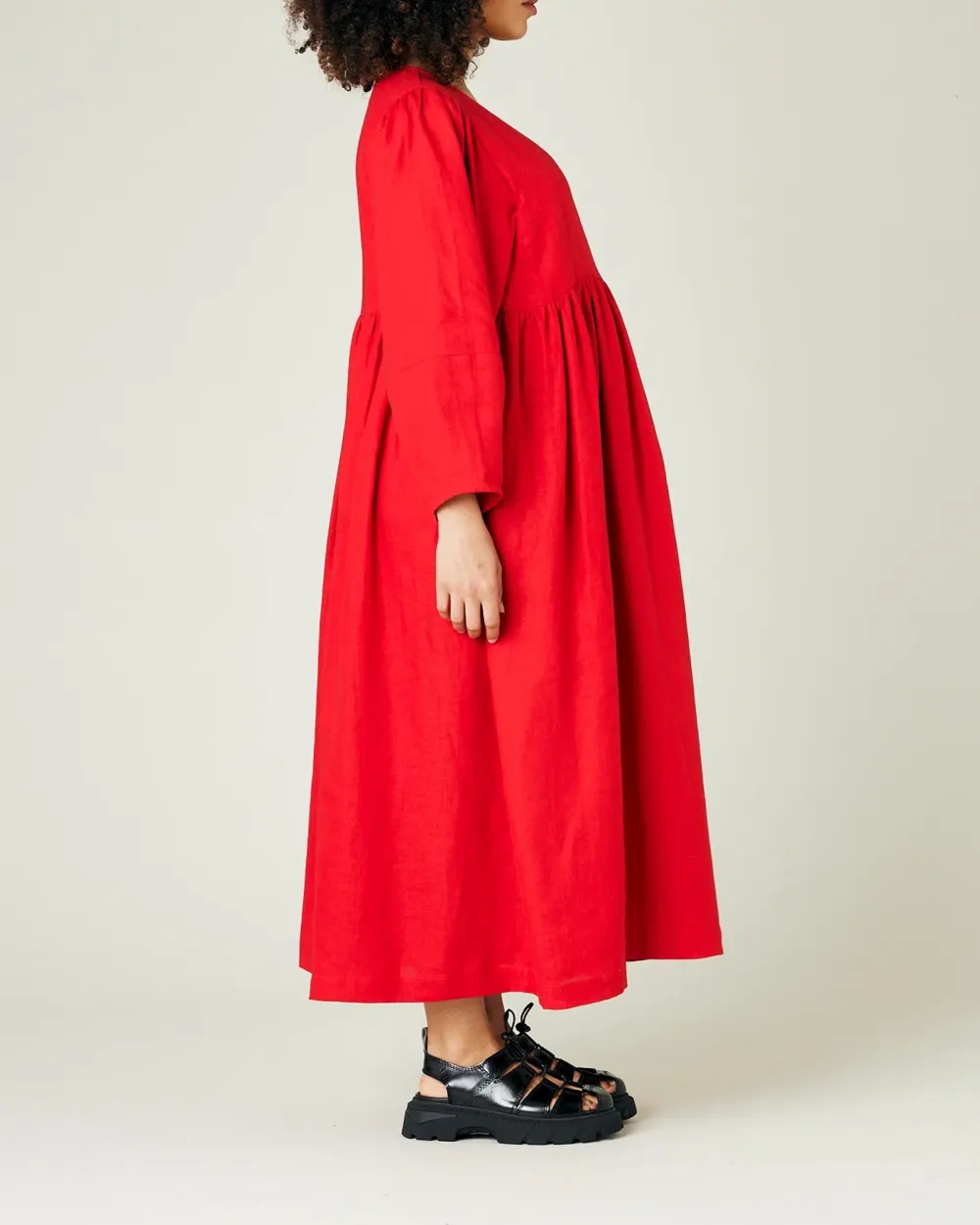 RED LINEN DRESS