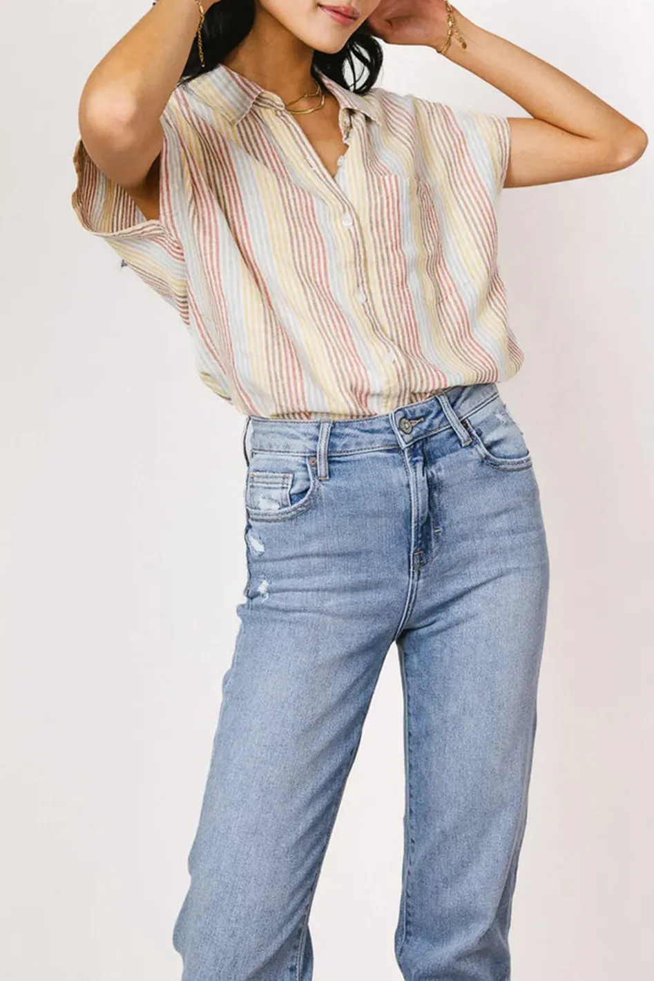 IMOGEN STRIPED BUTTON UP