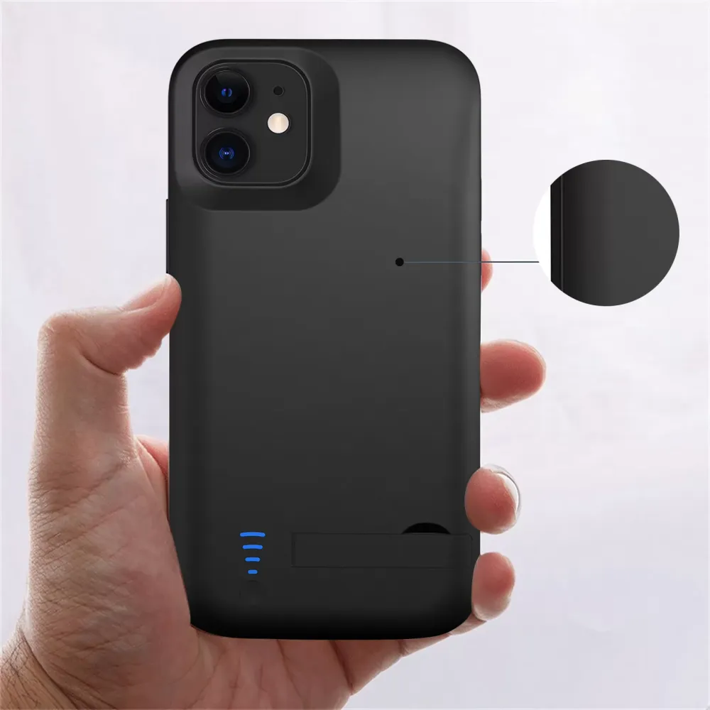 For Iphone 12 Portable Security Quick Charging Mobile Phone Battery Case 4000mAh 5000mAh 6000mAh Extended Charger Power Cover