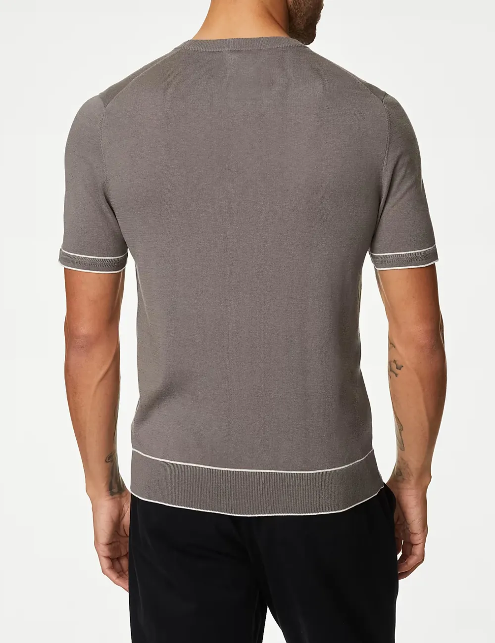 Silk Cotton Crew Neck Knitted T-Shirt