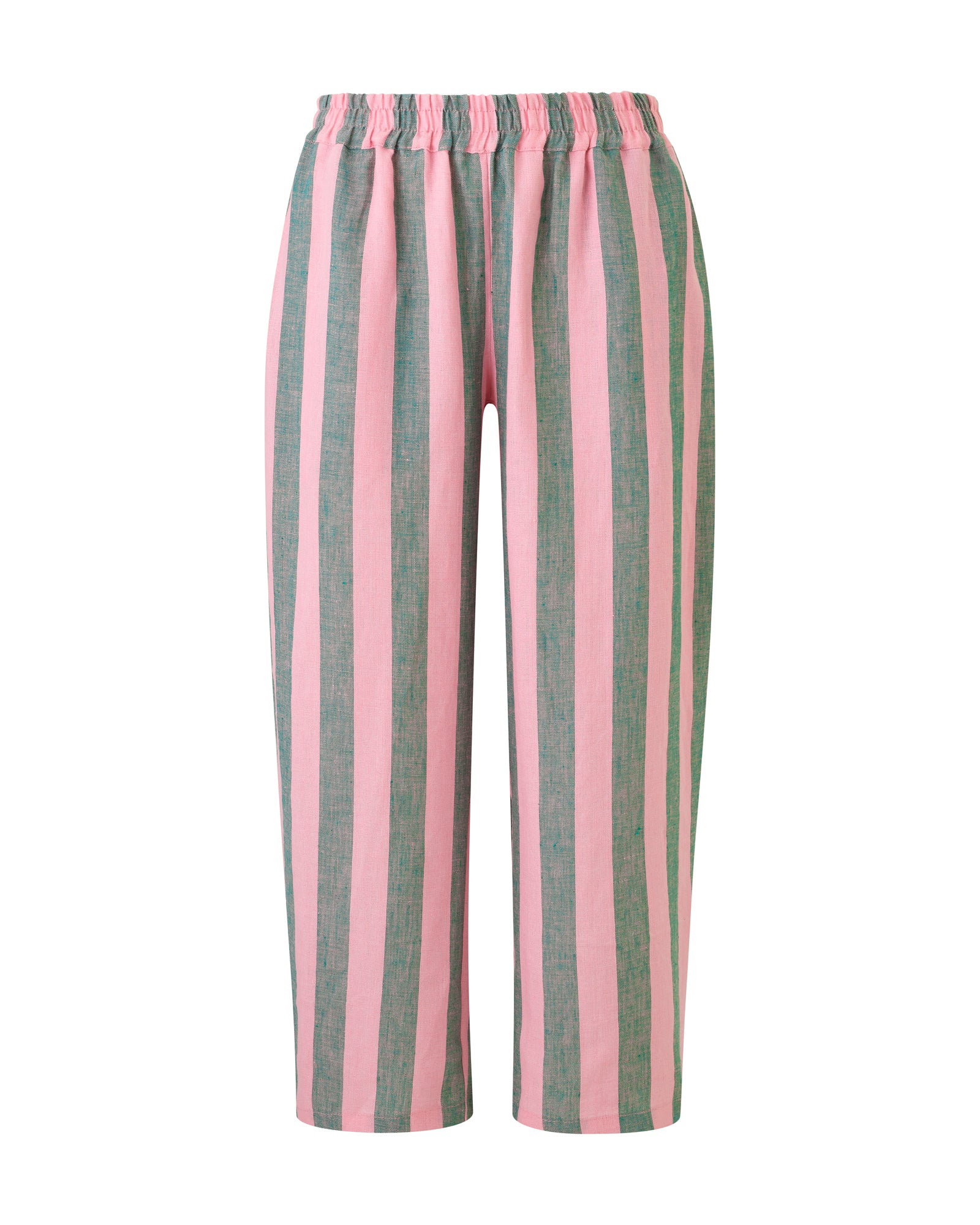 PINK & GREEN STRIPE LINEN TROUSERS