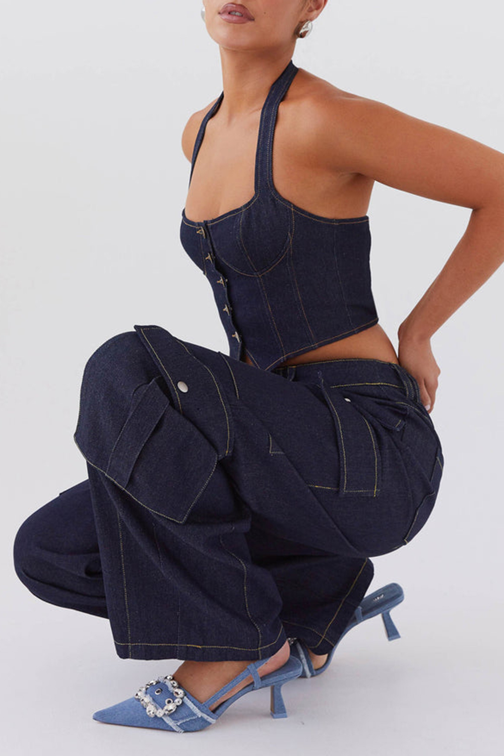 Greedy Denim Cargo Pants - Indigo