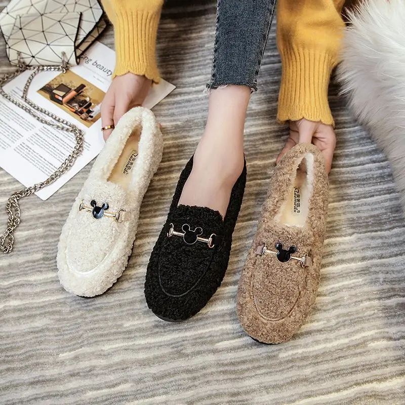 Cilool Furry Flats Loafers Fu64