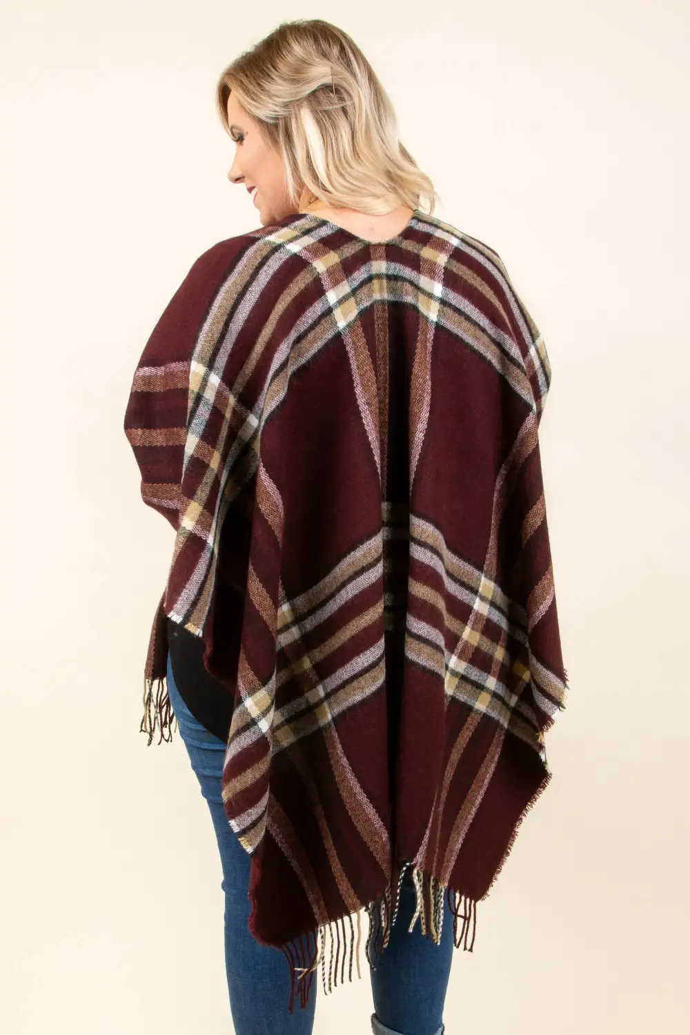 Twice As Nice Poncho, Burgundy