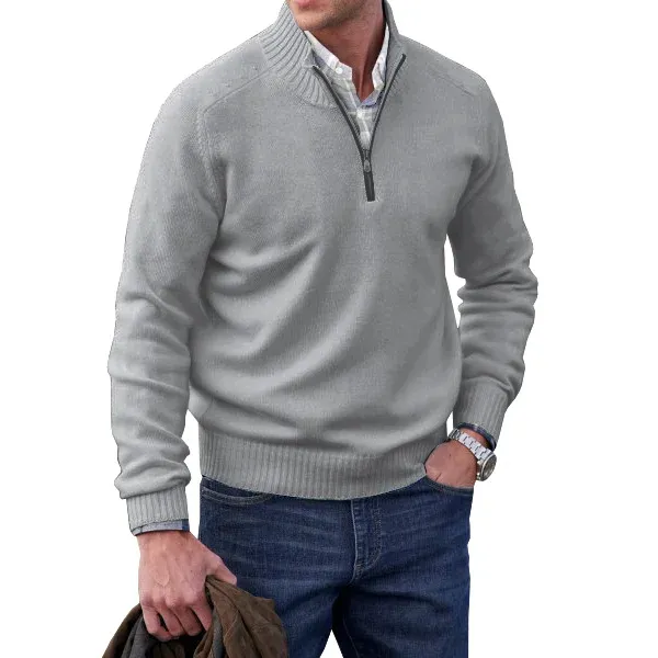 Men's Winter Casual Cashmere Zipper Basic Sweater