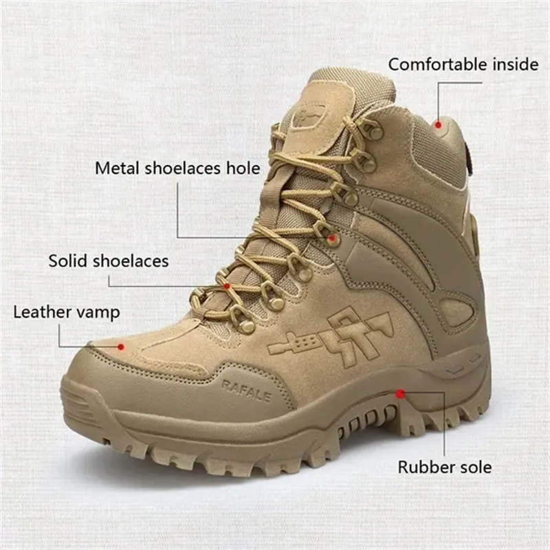 Men's Hiking Combat Boots Waterproof Non-Slip Anti-Puncture Work Boots (Durability Upgrade)