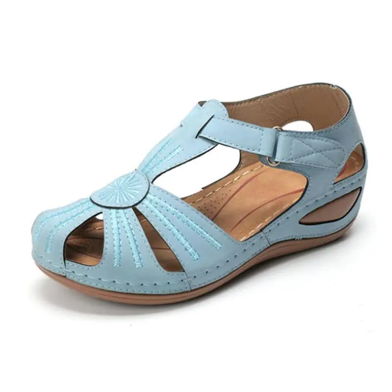 Summer new leather Baotou hook and loop women sandals