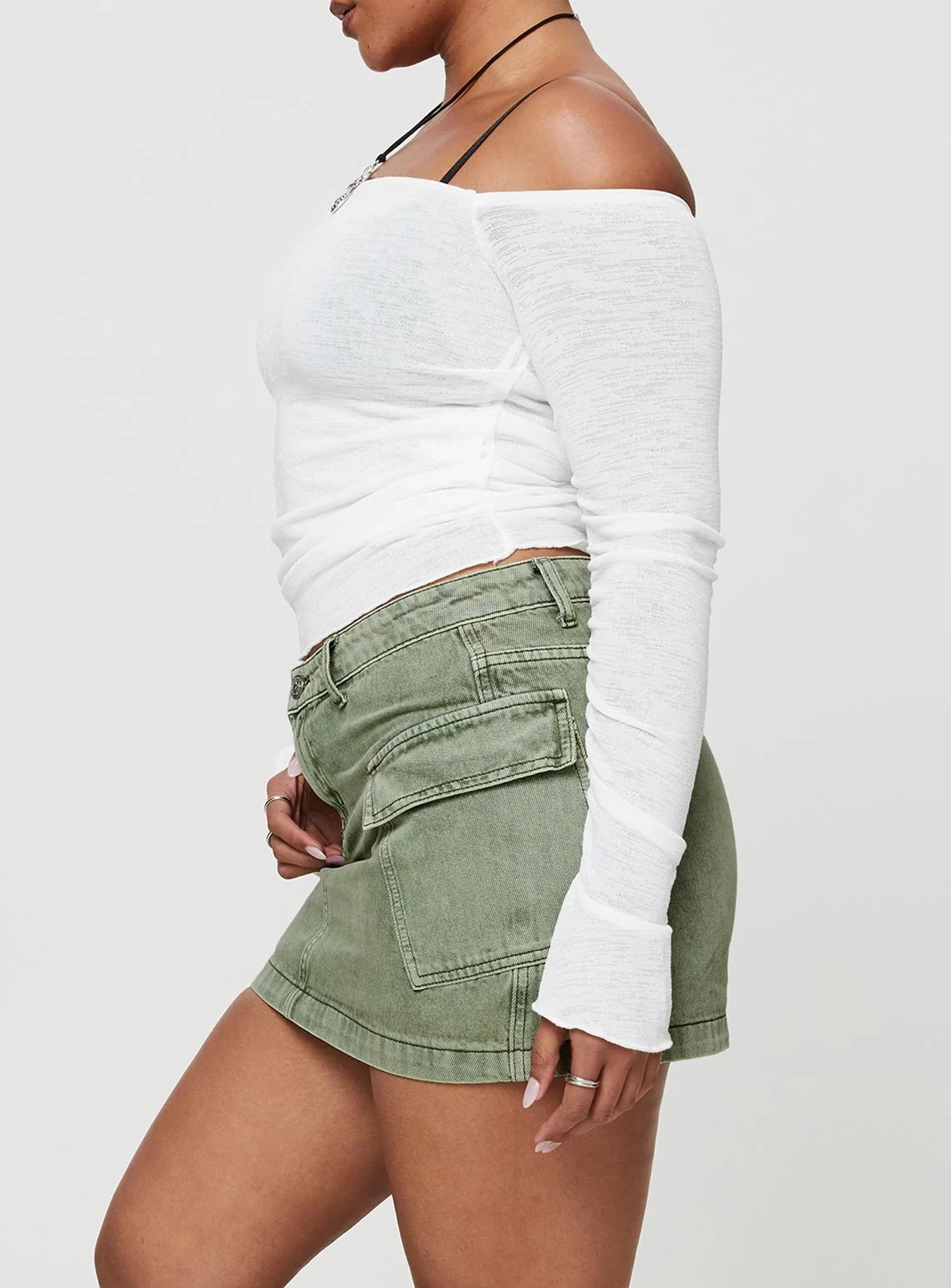 Zakai Cargo Denim Mini Skirt