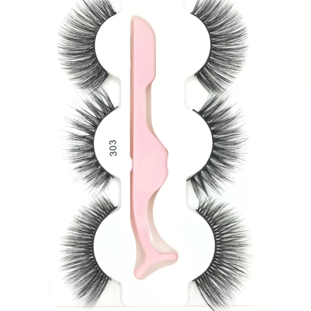 3 Pairs Fake 3d Mink Eyelashes Eye Lashes False Eyelashes Mink Lashes Eyelash Extension Eyelash Tweezer Applicator Makeup Tool