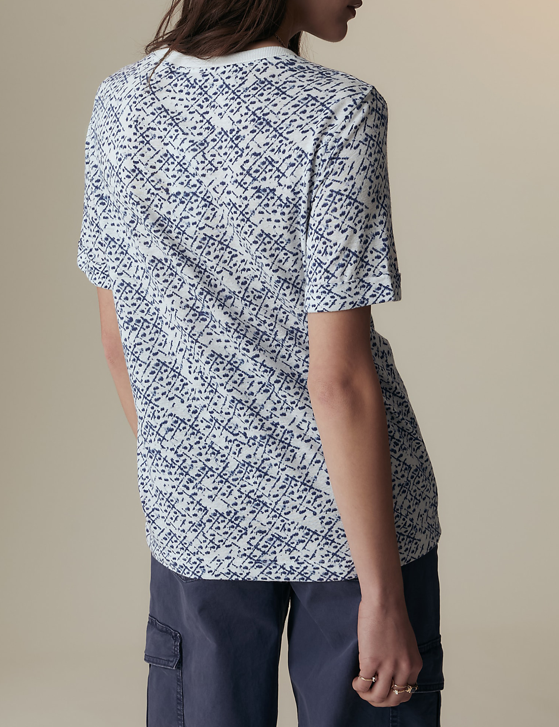 Linen Blend Printed T-Shirt