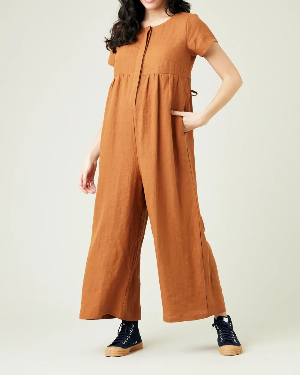 RUST LINEN JUMPSUIT