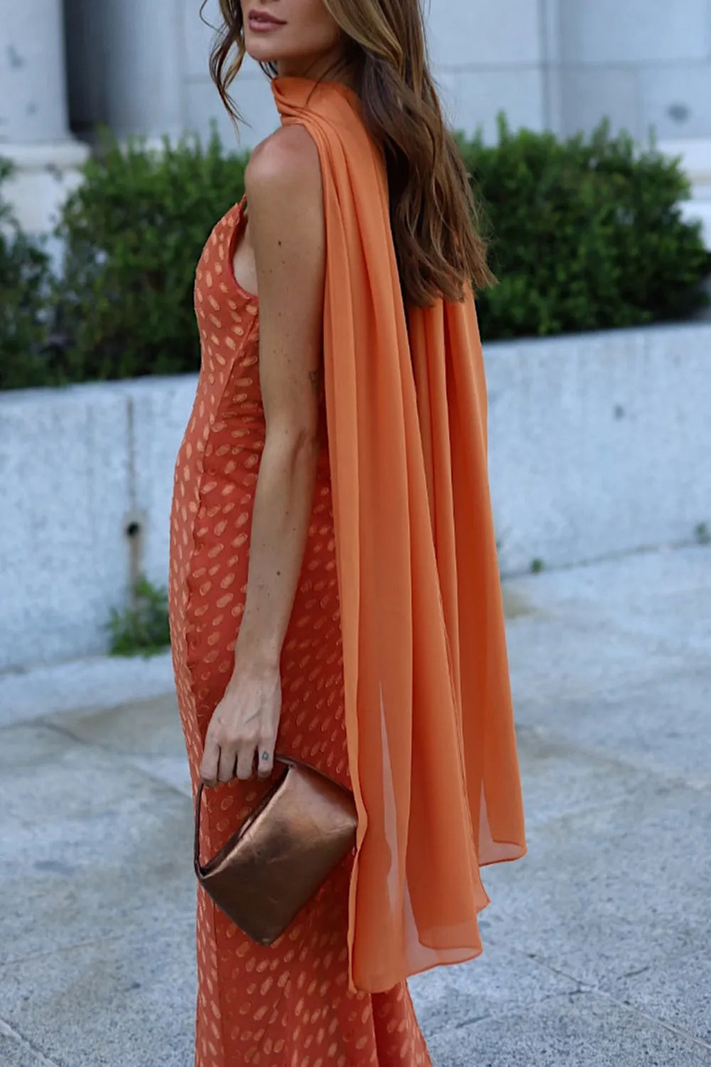 Orange Solid Color Tosca Shawl