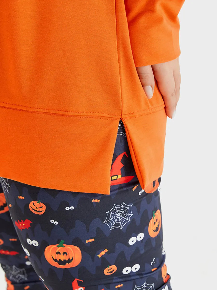 Halloween Pumpkin Print Drop Shoulder Sweatshirt