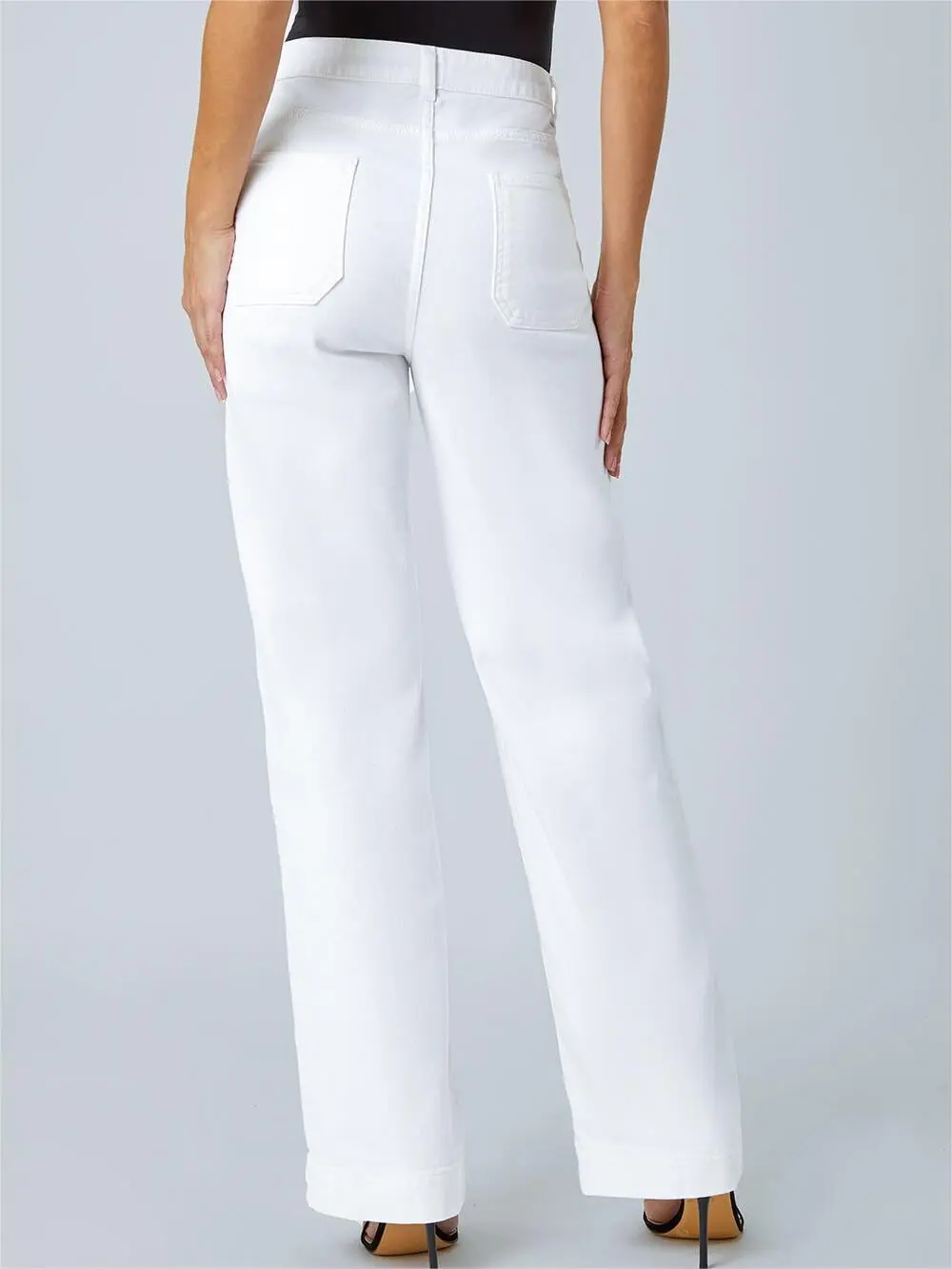 Business-Style White Wide-Leg Pants