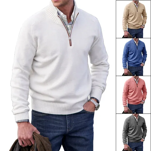 Men's Winter Casual Cashmere Zipper Basic Sweater