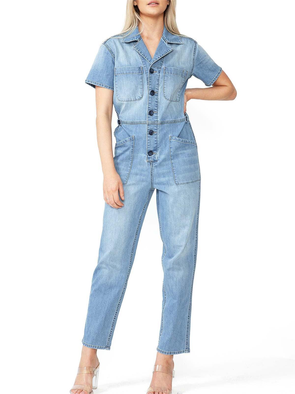 Lana Roux Refined Blue Denim Jumpsuit