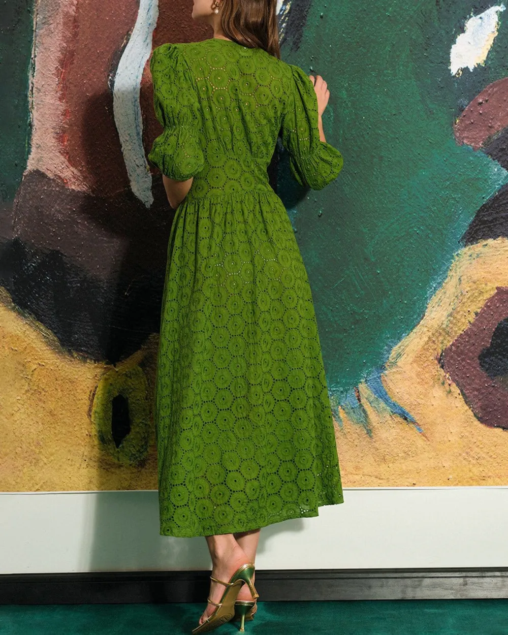 Green hollow fashion dress