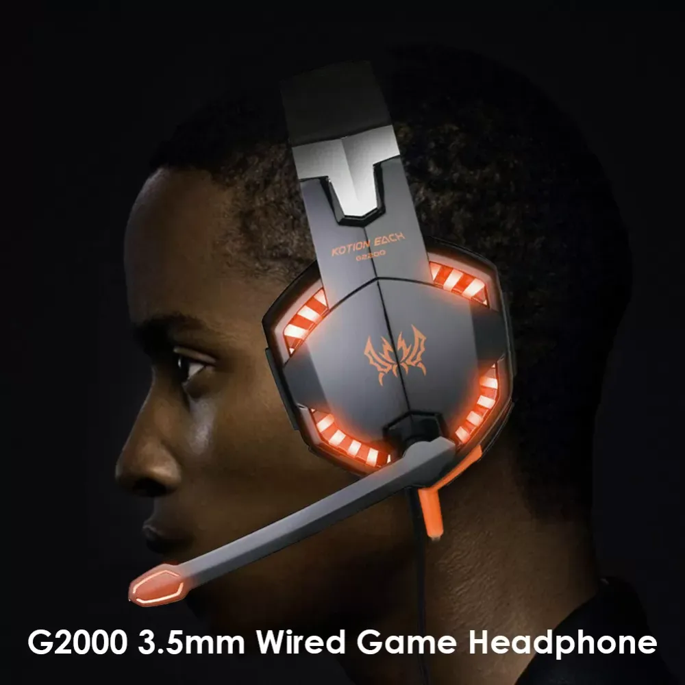 G2000 headset, professional earphone for wired games, memory sponge earplug, microphone + adapter cable, suitable for laptop/pc