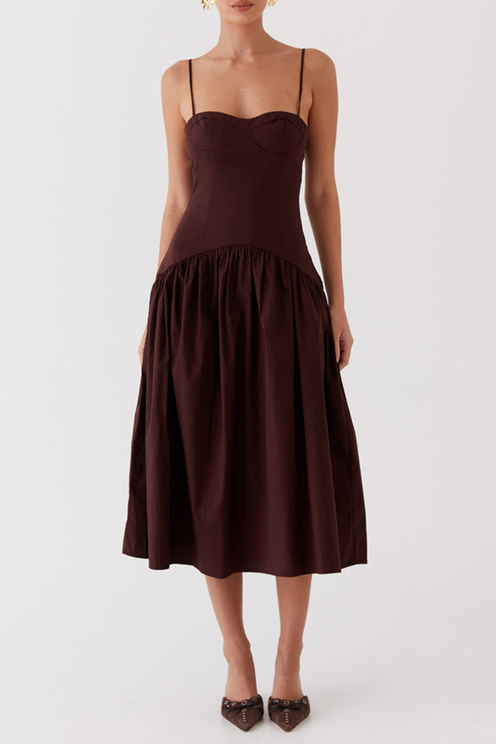 Yvette Corset Midi Dress - Chocolate