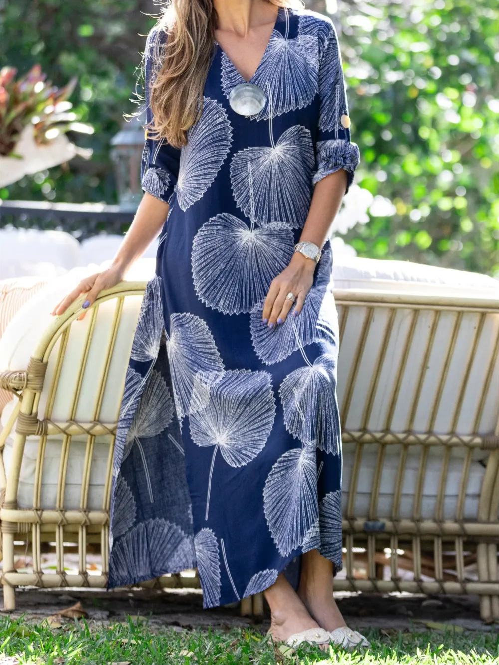 Seychelles Kaftan / Navy Palm